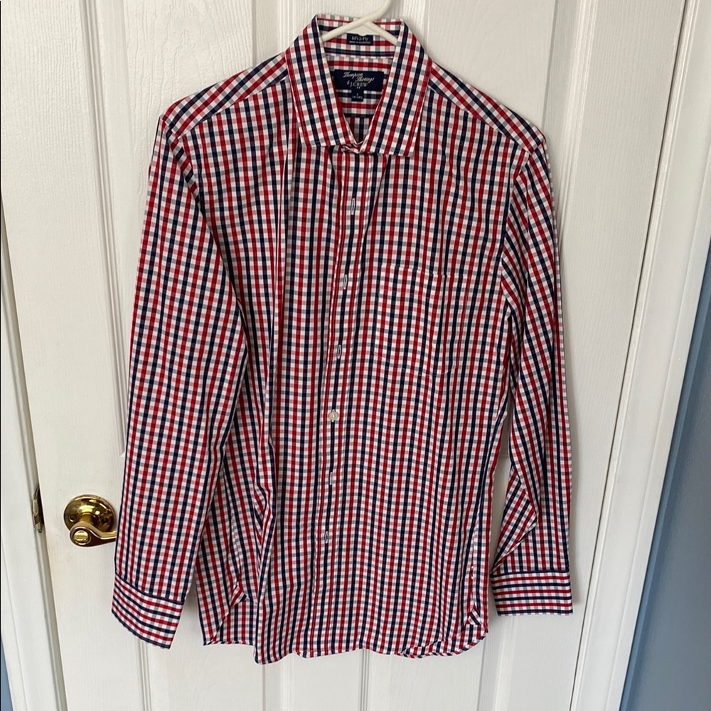 J. Crew Men’s Red, White and Blue Thompson Casual Button Down Shirt